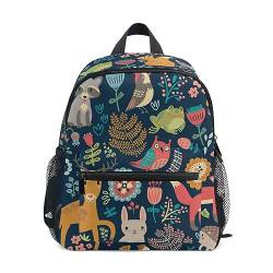 CHIFIGNO Kinderrucksäcke für Mädchen Jungen, lustiger Vorschultasche, niedlicher Rucksack für Kindergarten, Grundschule, mit Brustgurt, Waldtiere Pflanzen, Small, Reiserucksäcke von CHIFIGNO