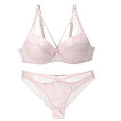 CHOUBAGUAI Sexy 3/4 Cup Spitze Unterwäsche Set Push Up BH Set Sexy Spitze Dessous Set - Rosa, 100E von CHOUBAGUAI