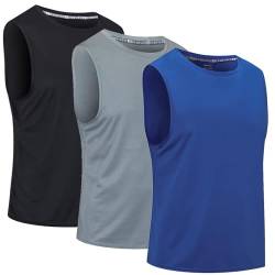 Cimic 3er Pack Tank Top Herren Tanktop Sport Muskelshirts Ärmelloses Shirt Sleeveless Achselshirt Fitness Gym Sommer Muscle TShirt Men Atmungsaktive Trainingsshirt Männer(0303-Black Grey Blue-S) von Cimic