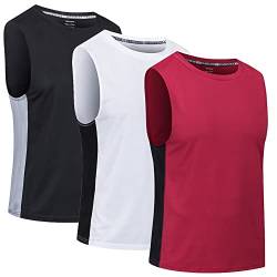 Cimic 3er Pack Tank Top Herren Tanktop Sport Muskelshirts Ärmelloses Shirt Sleeveless Achselshirt Fitness Gym Sommer Muscle TShirt Men Atmungsaktive Trainingsshirt Männer(0505-Black White Red-XL) von Cimic