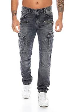 Cipo & Baxx Herren Denim Cargo Jeans Jeanshose Freizeit Hose (Schwarz, W30/L32) von CIPO&BAXX