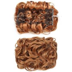 Messy Dutt Haarteil Verlängerungs-Chignon-Teller-Tablett, Pferdeschwanz-Haarteile for Frauen, unordentlicher Dutt, Scrunchie-Haarteil, synthetische Hochsteckfrisur, lockiges Haar, Dutt-Verlängerungska von CIRCIR