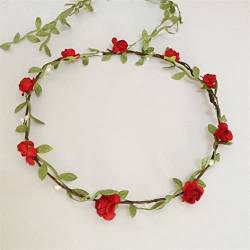 Weihnachtskranz Einfache Blumenkrone Stirnbänder Girlande Tiara Mädchen Frauen Haarbänder Kopfkranz Haarschmuck Strandparty Hochzeit Fotografie Urlaub Dekoration (Farbe: Rot) von CIRCIR