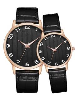 CIVO Uhren Damen Herren Lederarmband: Elegante Paar Uhr für Freundin Freund - Schwarz Armbanduhr Wasserdicht Analog von CIVO