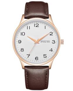CIVO Uhren Herren Armbanduhr Lederarmband: Braun Herrenuhr Datum Wasserdicht - Analog Quarzuhr Klassisch Geschenke für Männer von CIVO