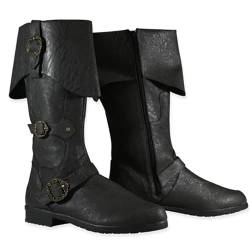 Mittelalterliche Renaissance-Schlupfstiefel für Herren und Damen, wadenhoch, Gothic-Stiefel, Halloween, Cosplay, Manschettenschuhe, Schwarz, 41.5 EU von CIYASHEH