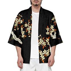 CIZEUR Sommerjacke Mode japanische Herren Jacke Strickjacke Paar Kimono Mantel lässig,Suncrane5XL von CIZEUR