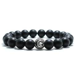 CJYHS Trendy Vorname Armband Männer 10mm Big Onyx Stein Armband Geschenk für Freund 26 Buchstaben Armband für Liebhaber von CJYHS