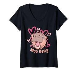 Damen Moo Deng Baby Pygmy Nilpferd Niedliches Moo-Deng Zoo Nilpferd T-Shirt mit V-Ausschnitt von CJans Design