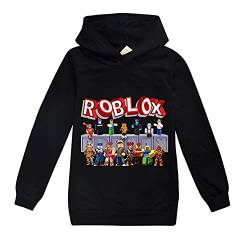 Jungen Kinder Cartoon Sweatshirt Hoody Hoodie Langarm Sportbekleidung Casual Pullover Trainingsanzug Ro-blox Spiel Geschenk, Schwarz , 9-10 Years von CKCKTZ