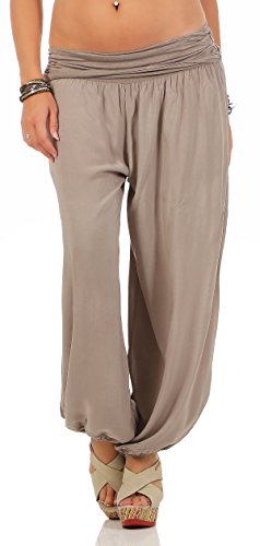 CLEOSTYLE Weite Damen Sommerhose Pumphose Haremshose Aladinhose Puderhose aus der aktuellen Kollektion 2020 CL 2403 (One Size (34-42), Schlamm) von CLEO STYLE