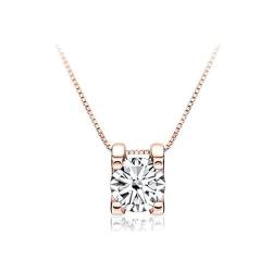 CLLBANT 1ct Moissanit Anhänger Halskette für Frauen Roségold Farbe 925 Sterling Silber Hochzeitsschmuck () von CLLBANT