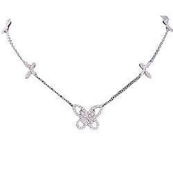 CLLBANT 925 Sterling Silber Schmetterlingskette Halskette mit Diamanten für Frauen von CLLBANT