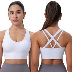 CLOUSPO Sport BH Damen ohne Bügel Push Up BH Set Starker Halt Cross Back Sportunterwäsche Gym Bustier Gepolstert Seamless Bralette für Yoga Fitness Pilates von CLOUSPO