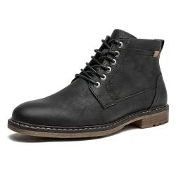 CLOWSE Herren Chukka Boots Casual Dress Boots Reißverschluss Motorrad Kampfstiefel Wasserdicht Stiefeletten Schnürstiefel Mode Leder Stiefel, Schwarz, 41 EU von CLOWSE