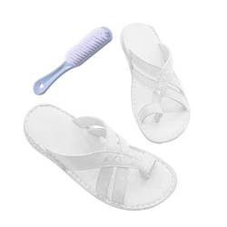 Ballenzehen-Sandalen Für Damen, Weite Passform, rutschfeste Ballenzehen-Sandalen Für Damen Mit Gekreuzten Riemen Und Zehenring, Lässige, Elegante Sandalen Für Den Sommer, Den Strand(White,43 EU) von CLSQLXYJZC