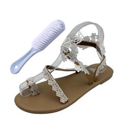 Orthopädische Sandale Für Damen Mit Daumen, Modische Flache Lässige Ballenzehen-Schuhe Mit Clip-Zehe Für Damen, Bequeme Sommer-Strand-Reiseschuhe, Zur Orthopädischen Korrektur(White,36 EU) von CLSQLXYJZC