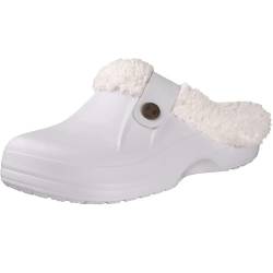 CLoxks Hausschuhe Slipper Pantoffeln Heim Warme Hausschuhe Für Frauen Männer Winter Weiche Plüsch Hausschuhe Damen-Clogs Outdoor-Rutsch Feste Baumwoll Slipper 44-45 (10,4-10,6 Zoll) Weiß von CLoxks