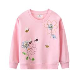 CM-Kid Blumen Sweatshirt Mädchen Pulli Kinder Langarmshirt Baumwolle Hoodie Mädchen Sweater Top Kleidung Nektar Rosa Gr.110 von CM-Kid