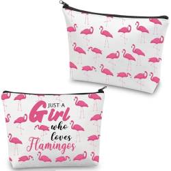 CMNIM Flamingo-Geschenk für Mädchen, nur ein Mädchen, das Flamingos liebt, Make-up-Tasche, Flamingo-Liebhaber, Geschenke, rosa Flamingo-Reise-Kosmetiktasche, Flamingo-Make-up-Tasche, Make-up-Tasche von CMNIM