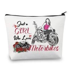 CMNIM Motorradgeschenke für Sie, nur ein Mädchen, das Motorräder liebt, Make-up-Tasche, Motorradfahrer, Biker, Mädchen, Frau, Reiter, 2443 Girl Loves Motorräder, Tragetasche von CMNIM