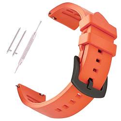 CODFIEDY Silikon-Uhrenarmbänder für Tauch-/Sportuhren, schnelles Realese-Gummi, 18 mm, 19 mm, 20 mm, 21 mm, 22 mm, 24 mm, für Herren und Damen, Orange Schwarz Schnalle, 20 mm, Armband, rund von CODFIEDY