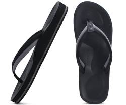 COFACE Damen Zehentrenner Sommer Flip Flops Frauen Bequem Orthopädische Plateau Pantoffeln Sandalen Bade Strand Sport Zehentrenner rutschfest Gummifu ßbett EU41 Schwarz von COFACE