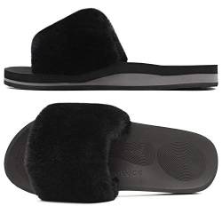 COFACE Hausschuhe Damen Fell Pantoffeln Flauschige Schlappen Winter Warm Badeschuhe Puschen für Damen Slippers gr.36 von COFACE