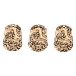 COHEALI 3st Tierkreis-tiger-tag Sternzeichen-tag Kleine Anhänger Tiger Diy Anhänger Zierliche Halskette Fengshui-zauber Mini-vintage-charme Chinesisches Vintage-schmuck Kupfer Golden von COHEALI