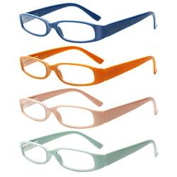 COJWIS 4 Pack Frauen Lesebrille Mode Frühling Scharnier Leser mit Muster drucken Brillen für Damen (4 Farbe Mischen-3, 0.50, x) von COJWIS