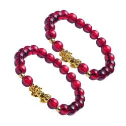 COLLBATH 2st -armband Damenarmbänder Perlenarmbänder Für Frauen Rotes Perlenarmband Armreifen Für Damen Chinesisches Dekor Perlenbesatz Feng Fräulein Vietnam Glas Staatsangehörigkeit von COLLBATH