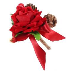 COLLBATH Hochzeitsversorgung Kiefer Herrenaccessoires Kragenclips Für Strickjacken Weihnachtskranz Picks Boutonniere Zum Thema Weihnachten Girlande Picks Ansteckblume Für Männer Seidenblume von COLLBATH