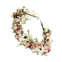 COLLBATH Kranz hair accessories for wedding hair accessories blumenhaarreif flower crown Hochzeitsblume Fee Kopfschmuck Haarbänder Blumen Braut Kopfschmuck Braut Stirnband Stoff Rosa von COLLBATH