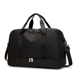 COLseller Kleine Reisetasche, Sporttasche mit Schuhfach Wasserabweisende Weekender Gym Travel Bag Handgepäck Tasche Trainingstasche für Damen Herren,Black von COLseller