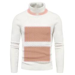 COMFOLIVING Strickpullover Herren,Weicher Feinstrick-Strickpullover für Herren - Lässiger Strick-Twisted-Pullover Solide Pullover Rollkragen für Männer von COMFOLIVING