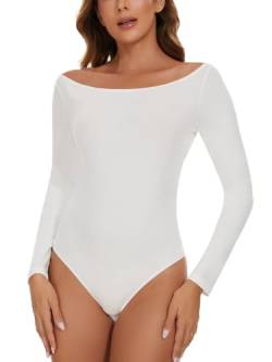 COMFREE Body Damen Langarm Elegant Bodysuit Rundhals Leotard Langarmbody Oberteil Tops zweiten Skin T-shirt Bodys für Damen von COMFREE