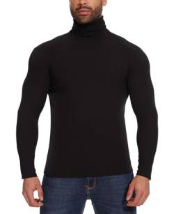 COMFREE Rollkragenshirt Herren Modal Basic Turtleneck Langarmshirt Baselayer Tops Unterzieh Regular Fit Pullover Schwarz XL von COMFREE