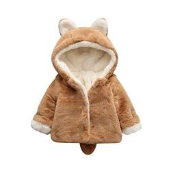 Baby Plüsch Hoodie Kapuze Jacke Mantel aus Kunstpelz Toddlers Fleece Oberteile mit Cartoon Katzen Ohren Kinder Jungen Mädchen Tops Verdicken Winter Winddicht Wattierte Warme Coat Outwear von COMIOR