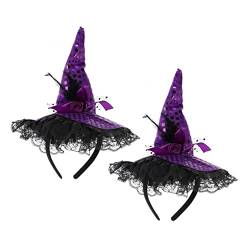 CONGARTENO 2st Halloween-hexenhut-stirnband Geisterkostüm Hexenhut Stirnband Kinder Halloween-festival-stirnband Make-up-haarband Halloween-kopfbedeckung Für Kinder Hexenhut Für Stoff Violett von CONGARTENO