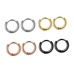 CONGARTENO 4 Paare Ohrringe Piercing-Ohrring Vintage-Schmuck für Frauen roségoldene Reifen Herrenanzüge herrengeschenkidee men earrings Ohrstecker für Männer runder Ohrring Rostfreier Stahl von CONGARTENO