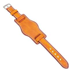 CONGARTENO Gurt lederarmband handgelenkbandage watch band Alltagstaugliches Uhrenarmband uhrband Mann Armband Retro-Uhren für Männer schmales Uhrenarmband Vintage-Armband Echtes Leder Yellow von CONGARTENO