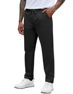 COOFANDY Herren Hose Lang Chino Hose Freizeithose aus Baumwolle Schlupfhose Hose Lang für Männer Stoffhose Trousers for Men Elastische Taille Schwarz XL von COOFANDY