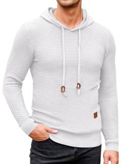 COOFANDY Herren Kapuzenpullover Hoodie Herren Waffel Sweatshirt Herren mit Kapuze Casual Langarm Streetwear Hoodie Pullover Herren Weiß M von COOFANDY