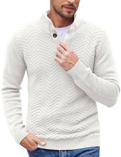 COOFANDY Herren Strickpullover Henley Knopf Langarm Strickpullover Regular Fit Casual Winterpullover Männer Einfarbig Pullover von COOFANDY