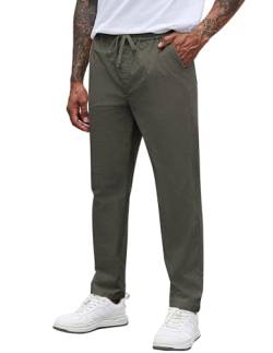 COOFANDY Herren Hose Modern Hose Schlupfhose Baumwolle Freizeithose Herren Lang Herrenhose mit Gummibund Chino-Hose mit Taschen Stretch Hose Armeegrün XL von COOFANDY