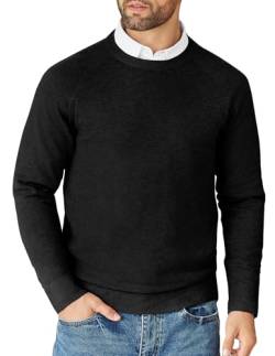 COOFANDY Pullover Herren Strickpullover Langarm Herrenpullover Casual Winterpullover Dünner Pullover Männer Crewneck Sweater Dünn Schwarz L von COOFANDY