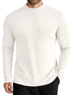 COOFANDY Pullover für Herren Rollkragenpullover Freizeit Winter Männer Strick Turtleneck Pulli Langarmshirt Weiß S von COOFANDY