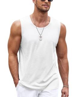 COOFANDY Tank Top Herren Gym Bodybuilding Shirts Ärmellose Muskelshirts Männer Gym Running Sleeveless Workout Tankshirt Weiß L von COOFANDY