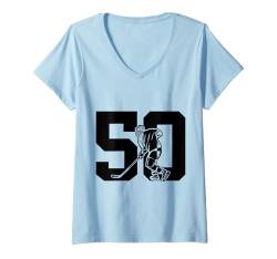 Damen NUMMER 50 JAHRE EISHOCKEY 50. GEBURTSTAG T-Shirt mit V-Ausschnitt von COOL ICE HOCKEY DESIGNS AND OUTFITS