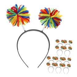 COOPHYA 12st Stirnband Aus Garnknäuel Lametta Pom Pom Stirnband Antennen-haarband Kopfbedeckung Für Das Party-haarschmuck Bommel Haarband Federbopper Halloween Metallische Linie Polyester von COOPHYA